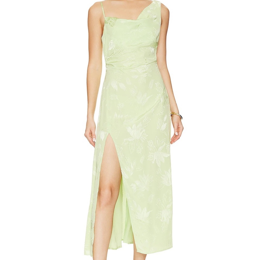 Elegant Light Green Floral Maxi Dress